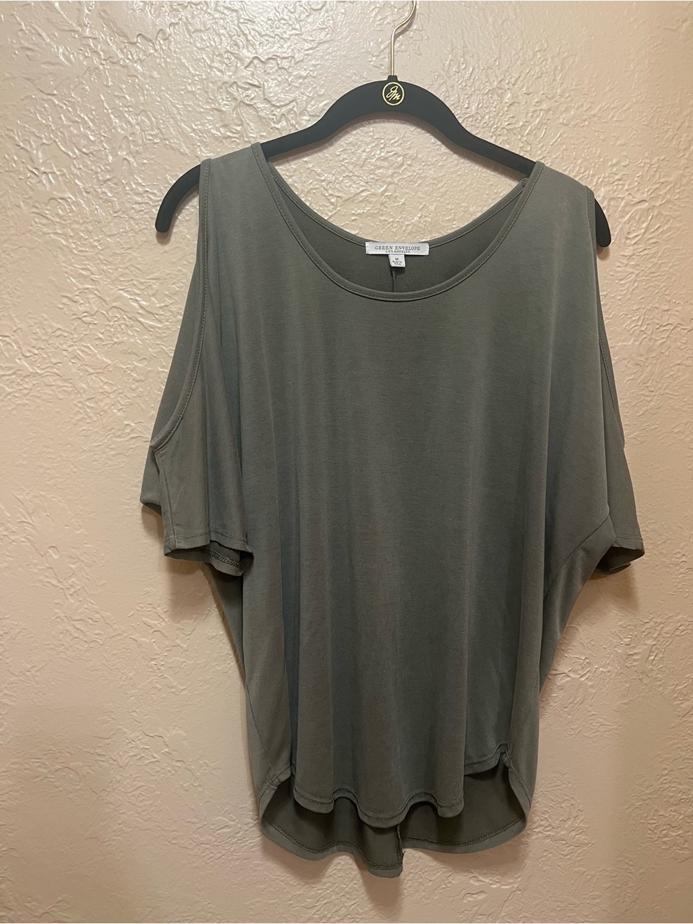 Green Envelope Olive Cold-Shoulder Tank Top